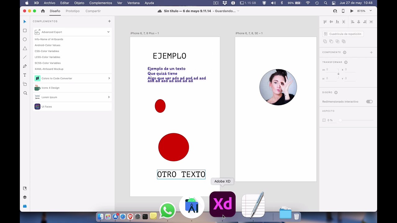 Exportar en AdobeXD e importar a  Android Studio