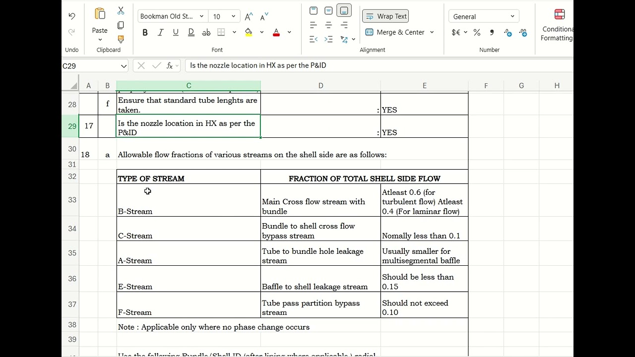 HEX S&T checklist
