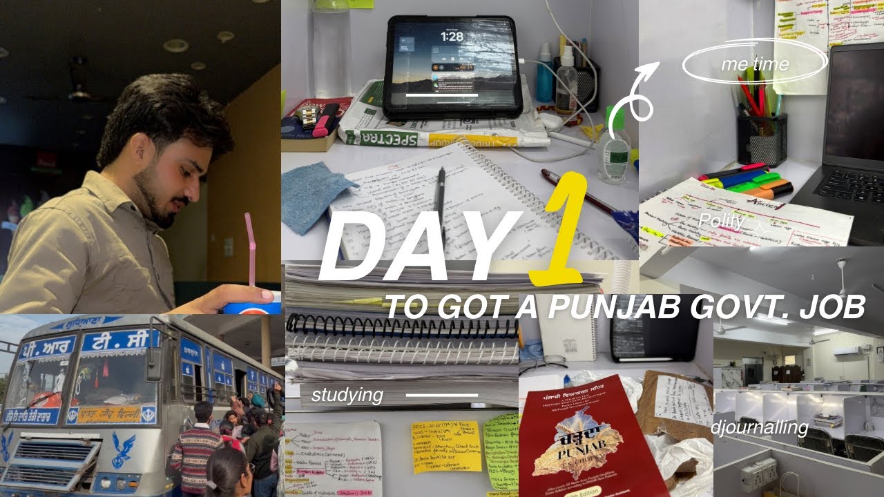 Day-1 To Get A Punjab Govt. Job📚| Library Routine | PYQ&rsquo;s | Study Vlog