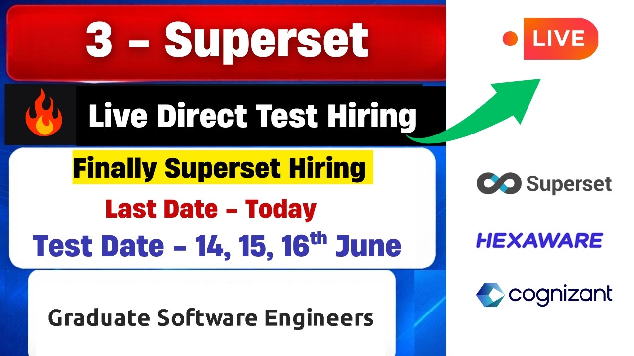 🔥🌟3 Superset Mass Hiring 2026 | Direct Test Hiring 2026 | Cognizant Hiring 2026 Batch | hire me plz