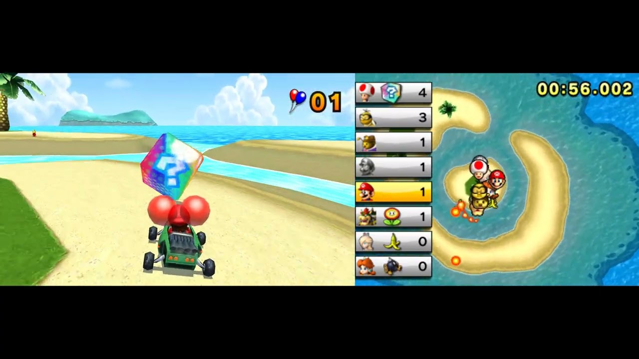 Mario Kart 7 Balloon Battle on DS Palm Shore 4K UHD 60Fps (Both Screens Citra N3DS Emulator)