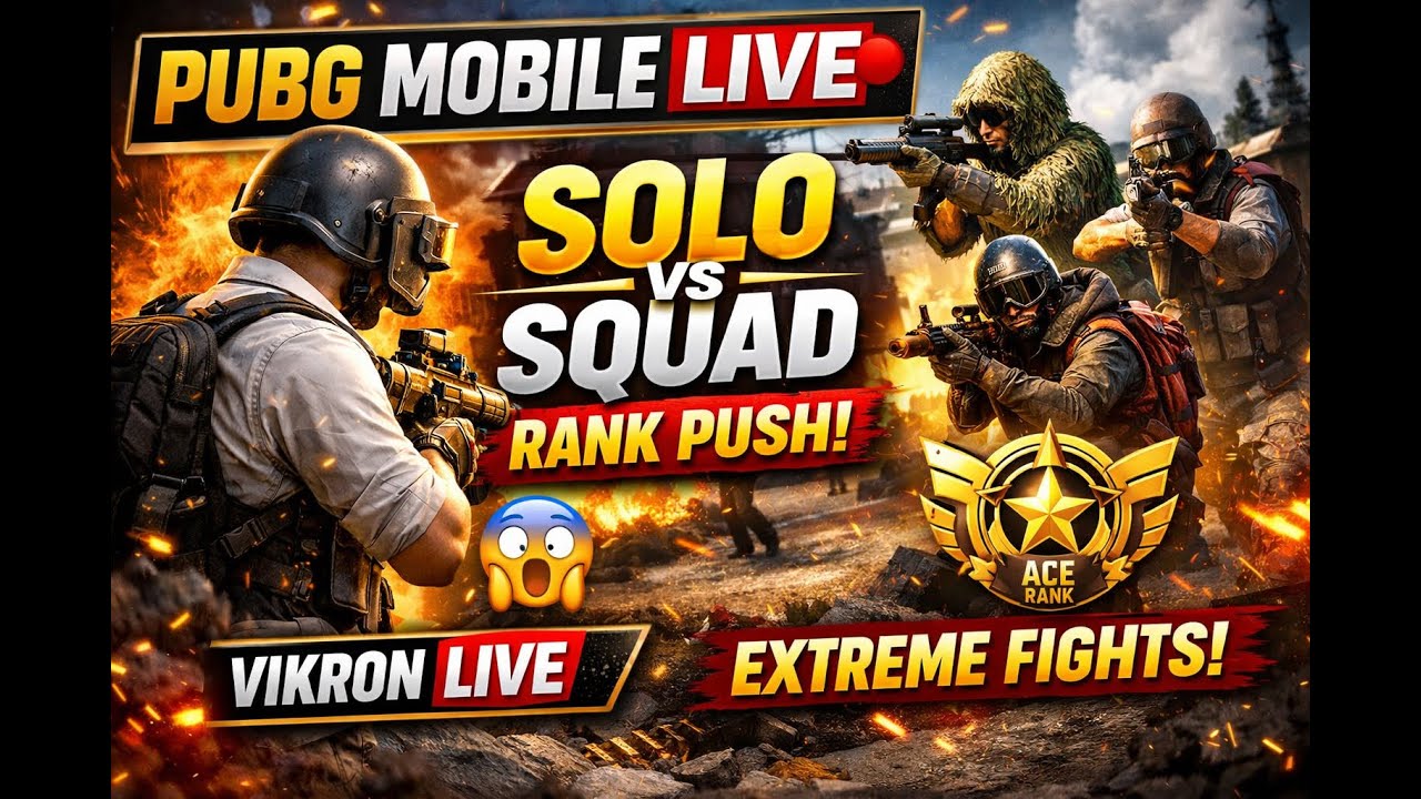 PUBG Mobile Live 🔴 Solo vs Squad Rank Push 😱 | Vikron Live #pubgmobile #live #trending #rankpush #op