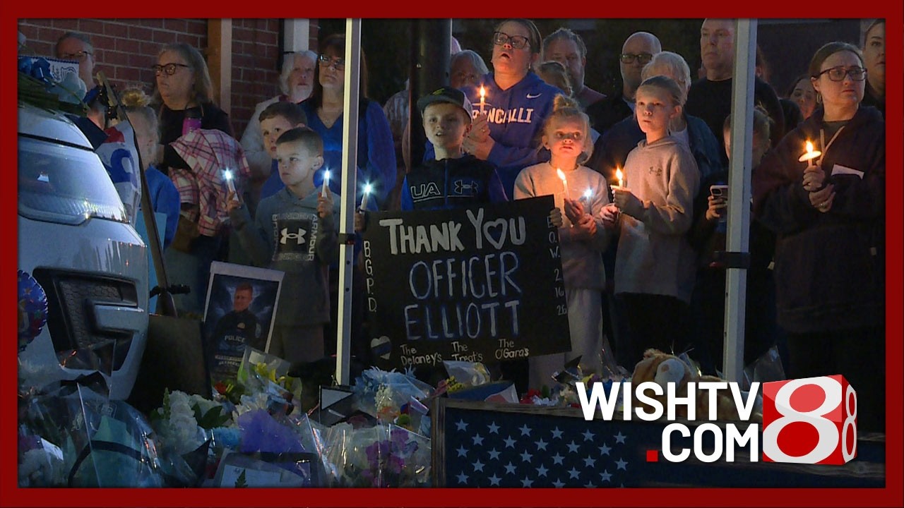 Beech Grove candlelight vigil honors slain police officer, from News 8 at 11 p.m.