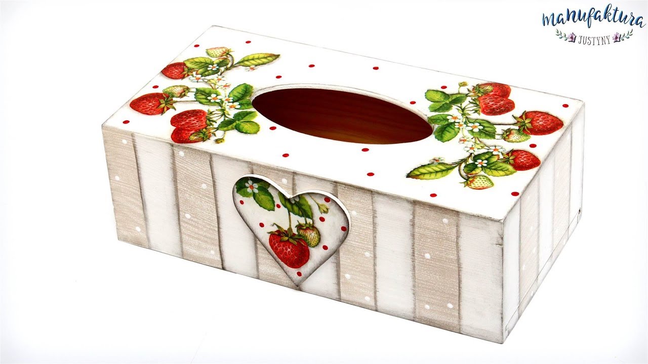 Chustecznik decoupage z truskawkami