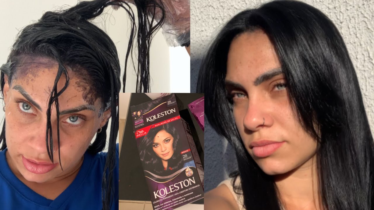 PINTANDO O CABELO SOZINHA DE PRETO AZULADO