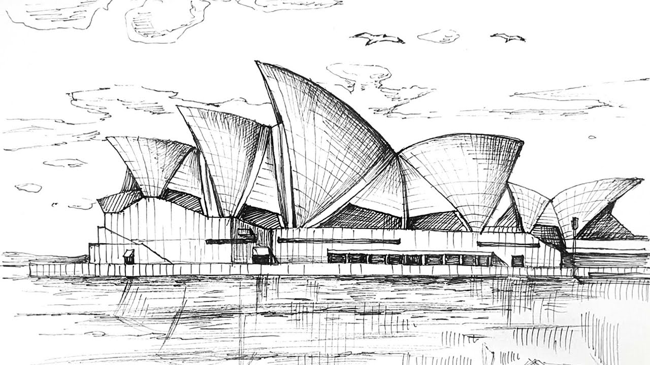 Sydney Opera House - pen drawing