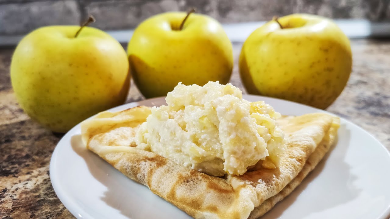 Начинка для блинов с творогом и яблоками - Сладкая начинка для блинов