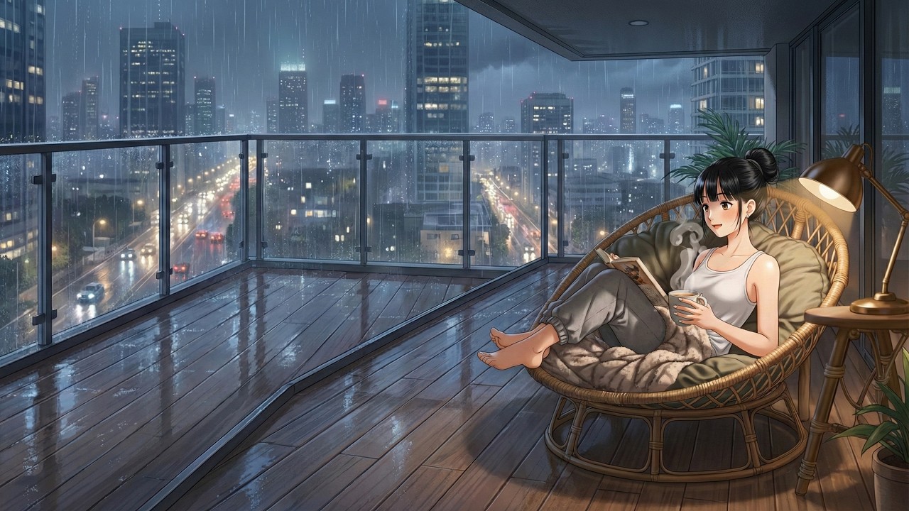 Deep relaxation: Watching rain fall, reading books, and eating hot Ramen | ghibli slow living