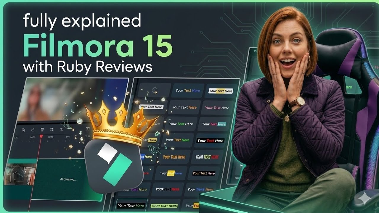 WONDERSHARE FILMORA 15 EDITING TUTORIAL EXPLAINED AI TOOL | RUBY REVIEWS