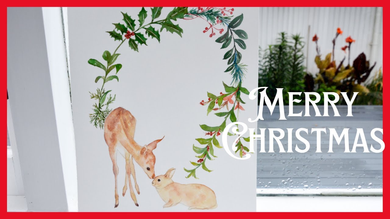 #114 🎄✨ Adorable Christmas Fawn and Bunny Watercolor | Beginner-Friendly Holiday Art