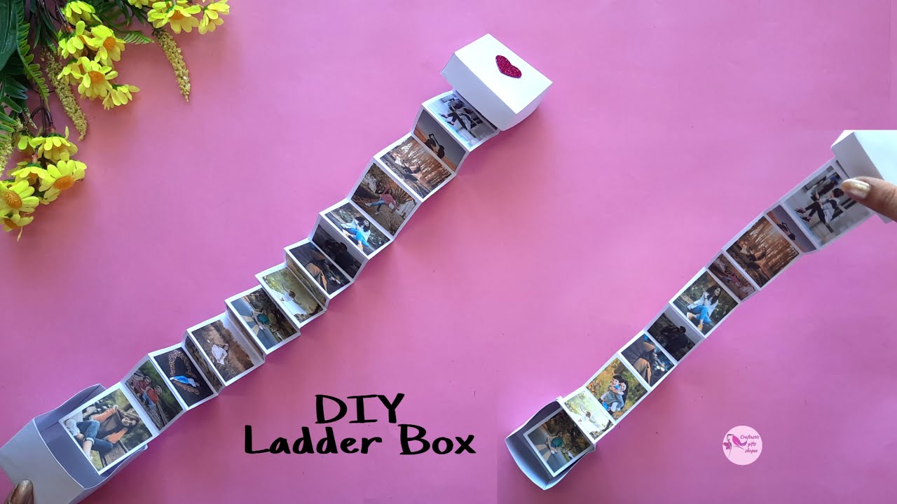 How to make Ladder Box | DIY Photo Pull Out Box | Mini Ladder Box tutorial | DIY Surprise Box