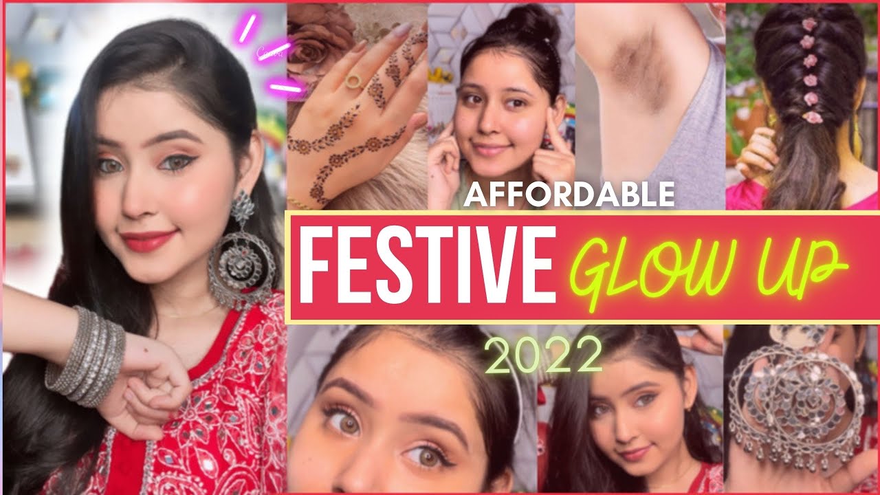 *Affordable* Festive Glow Up 🚿in just 10 minutes 😍 with Full Makeup / Outfit / Jewellery ideas