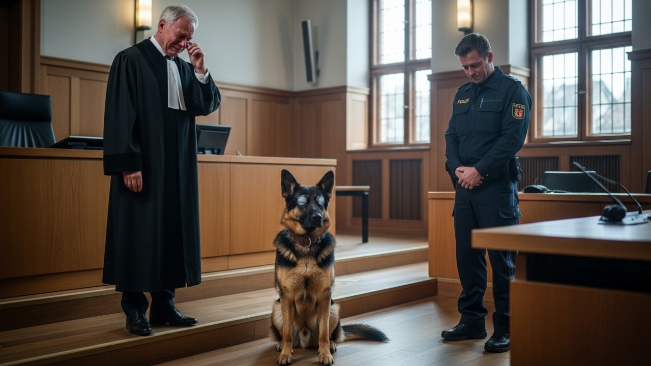 Der Richter sah den blinden Polizeihund an – dann schloss er weinend den Gerichtssaal