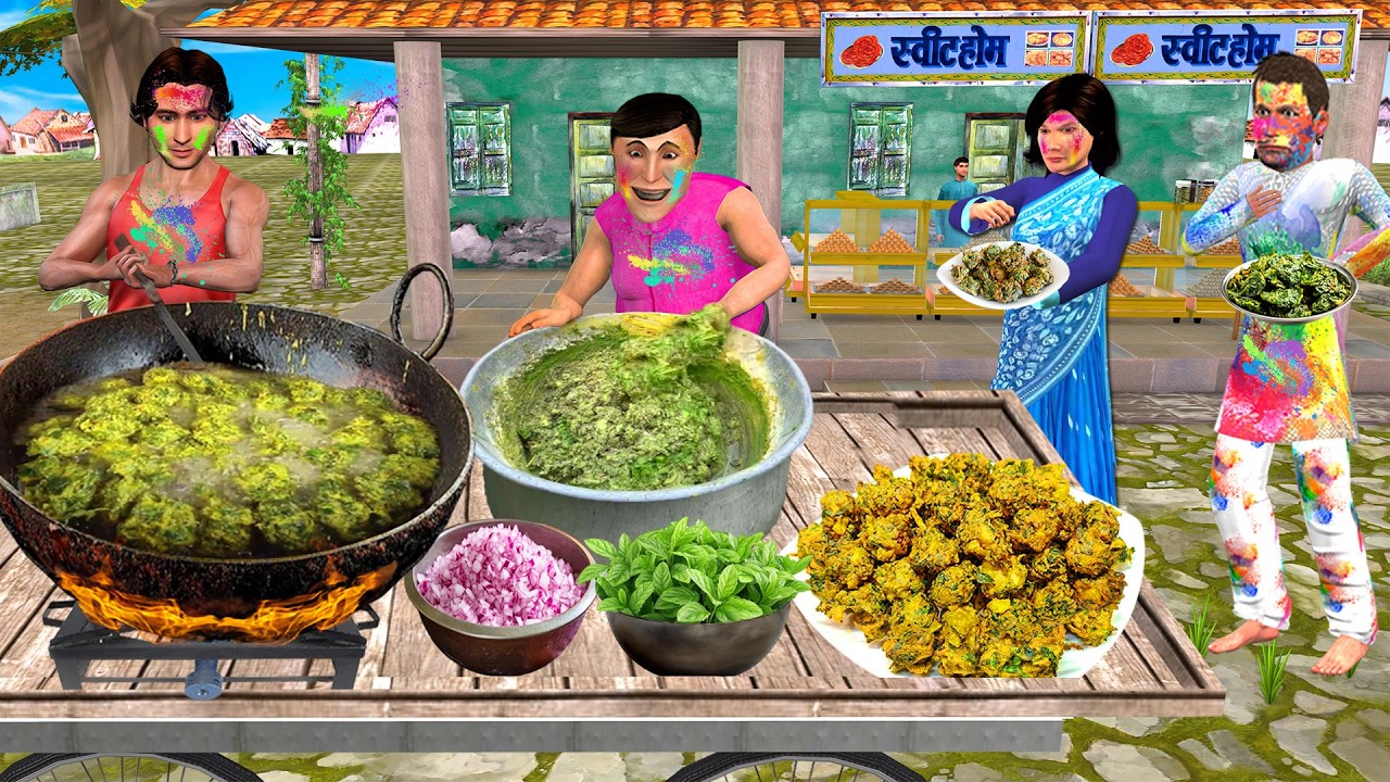 Bhang Ke Pakoda Holi Special Street Food Thandai Pakode Hindi Kahaniya Moral Stories Comedy Video