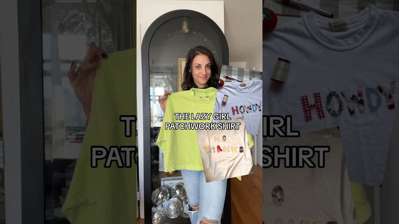 I made a no sew patchwork t shirt #diy #diyclothes #thriftflip
