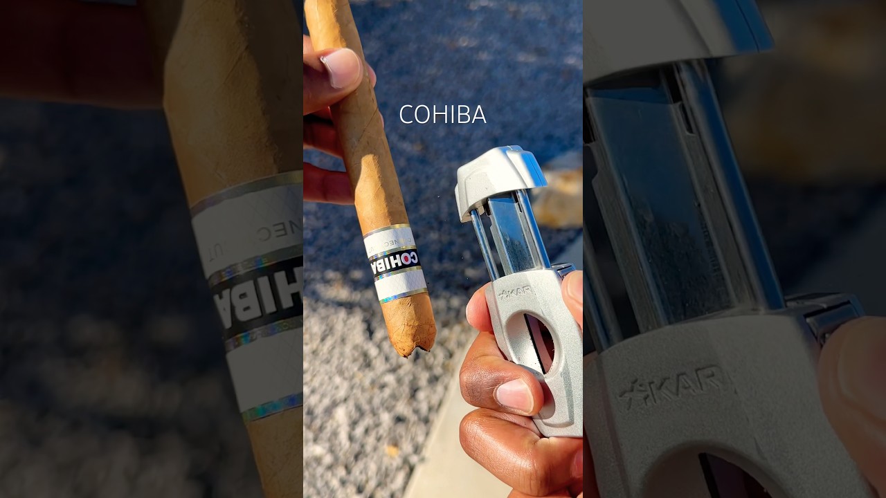 ☀️💨 PERFECT CROWN CUT👑✂️ Golden COHIBA Connecticut Cigar ASMR #shorts #asmr #cigar #cigars #cohiba
