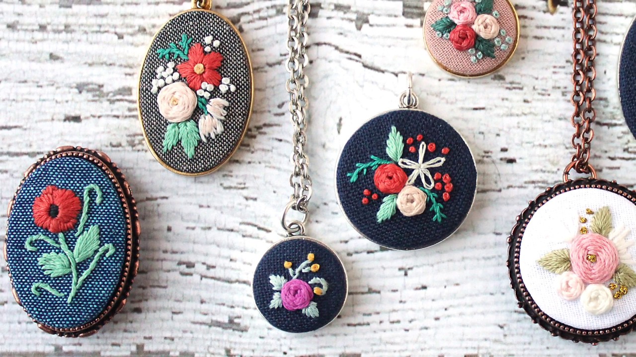 Embroidery Necklaces - How to put embroidery in a necklace
