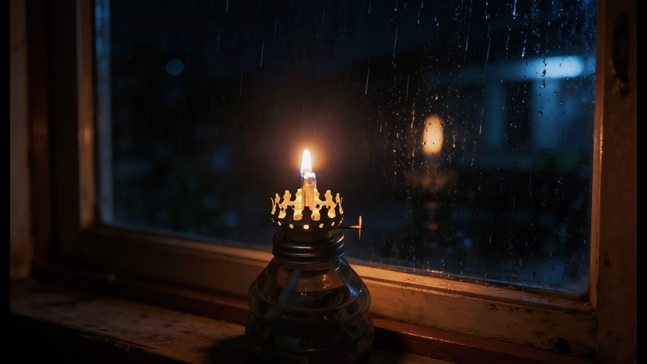 Gentle Rain by the Window | Calm Sleep Ambience with Oil Lamp (8 Hours)