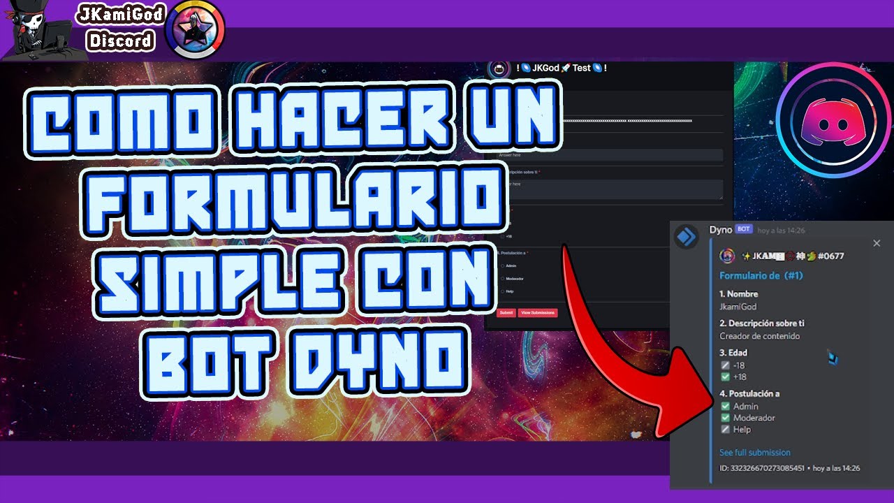 🟣Como hacer formularios con el Bot Dyno 💠 Discord 📡 JKamiGod