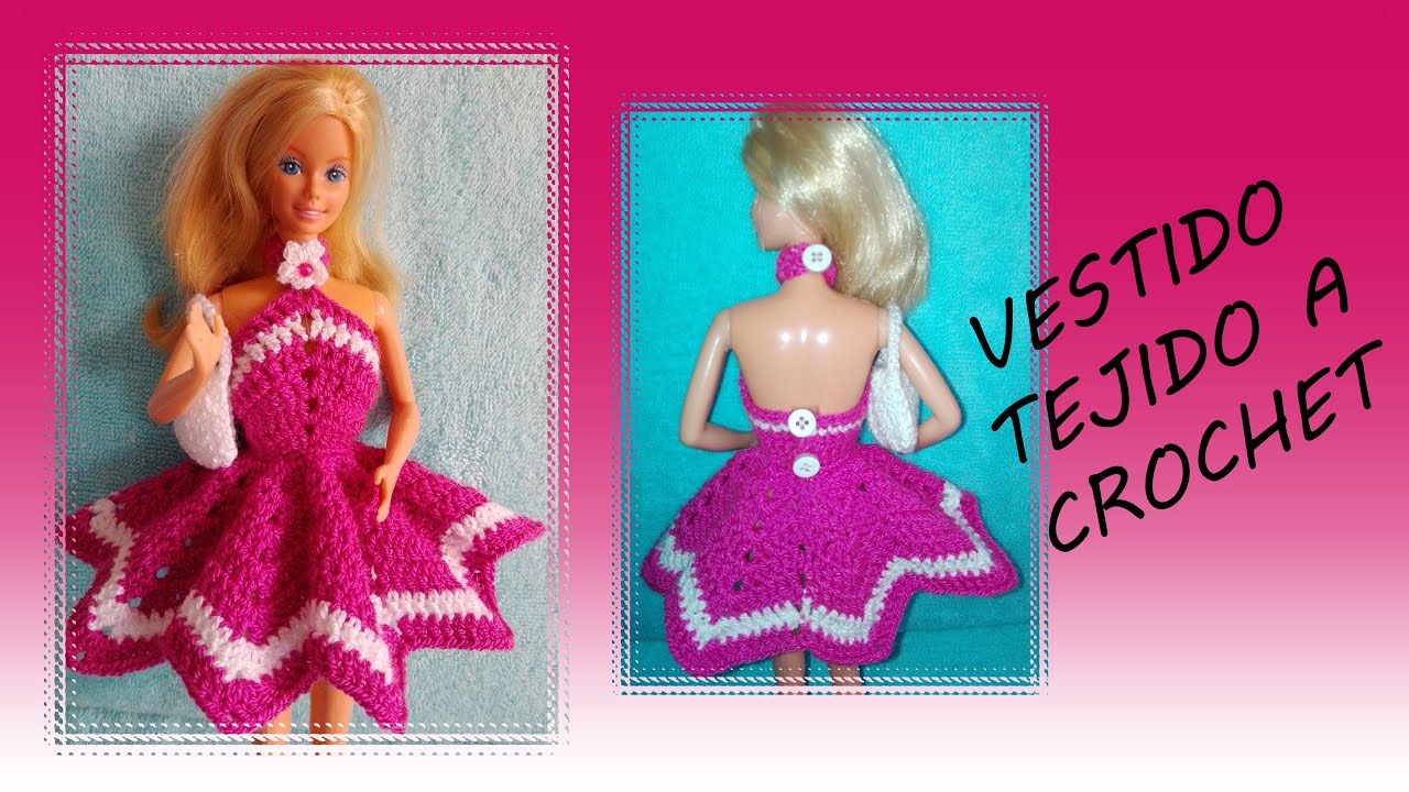 VESTIDO PARA MUÑECA BARBIE TEJIDO A CROCHET (PASO A PASO)