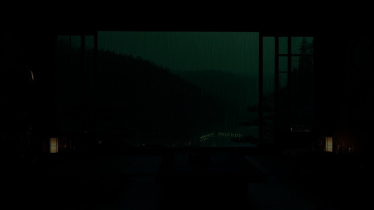 Dark Room Rain Sounds for Sleeping 💤 Heavy Rain on Window and Forest Night Ambience No Thunder