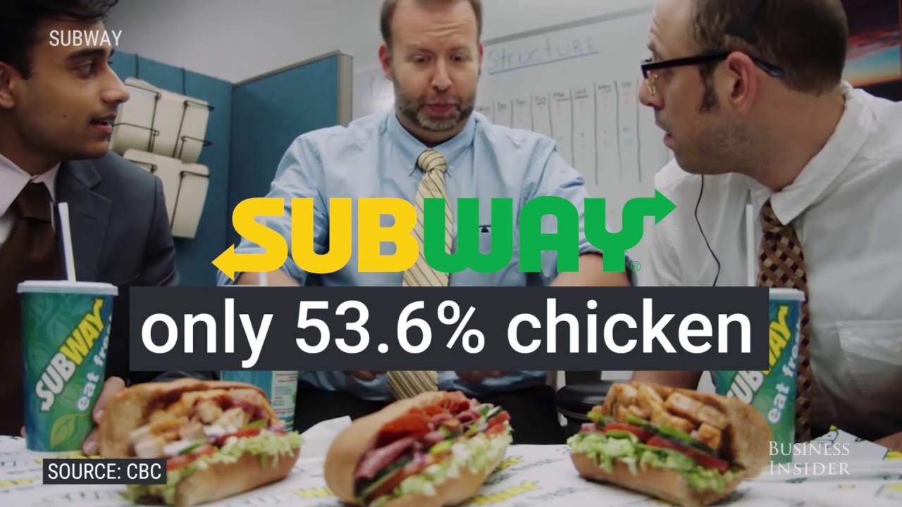 STUDY: Subway's chicken is only 53.6% chicken