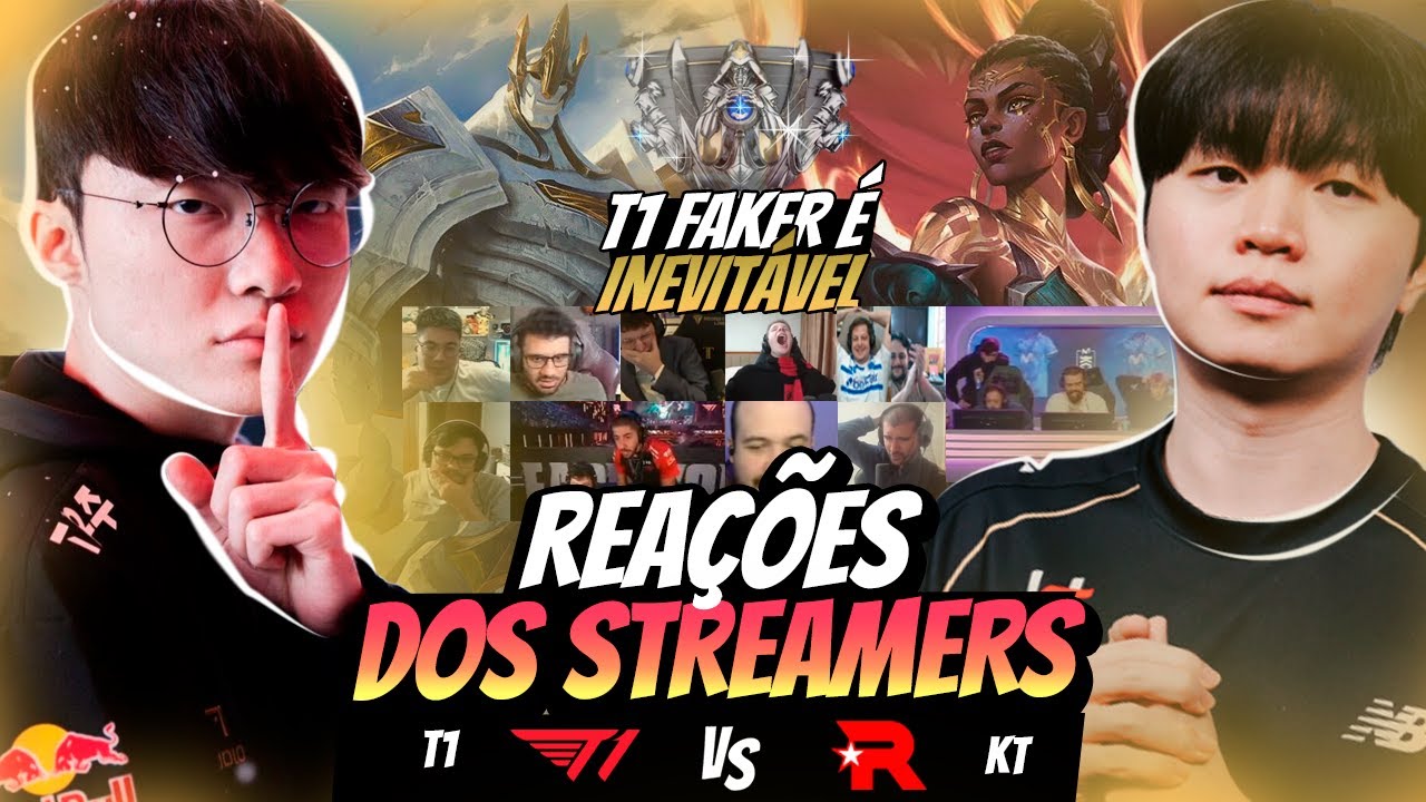 STREAMERS REAGEM a FINAL do WORLDS ENTRE KT vs T1 de FAKER FAZENDO HIST&Oacute;RIA