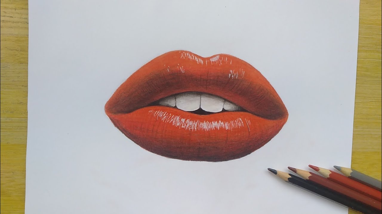 HOW TO DRAW REALISTIC LIPS USING COLORED PENCILS || EASY STEP BY STEP