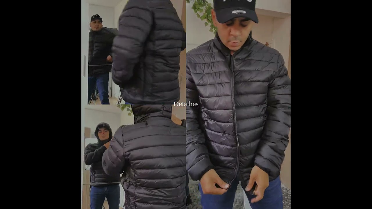 Jaqueta Masculina Puffer Bobojaco - 4 bolsos, capuz remov&iacute;vel, imperme&aacute;vel, corta vento 💨