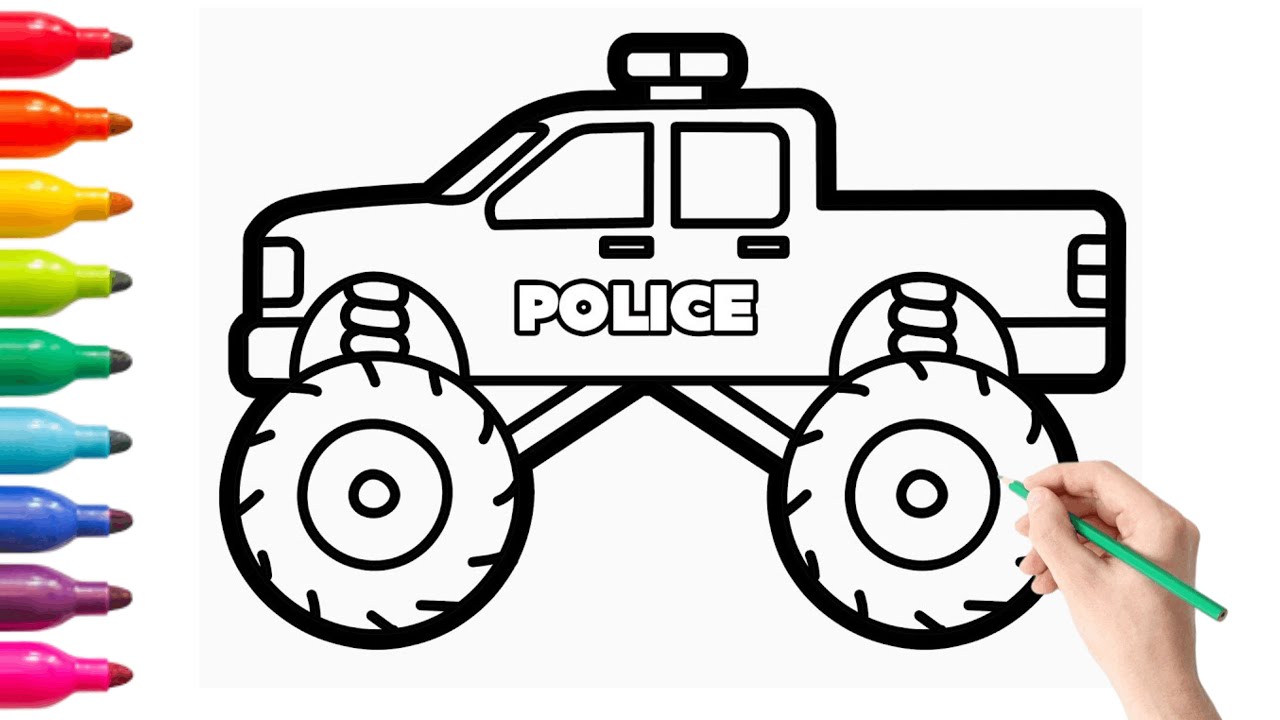 How to Draw a Police Car | Monster Trucks | Vehicle #33