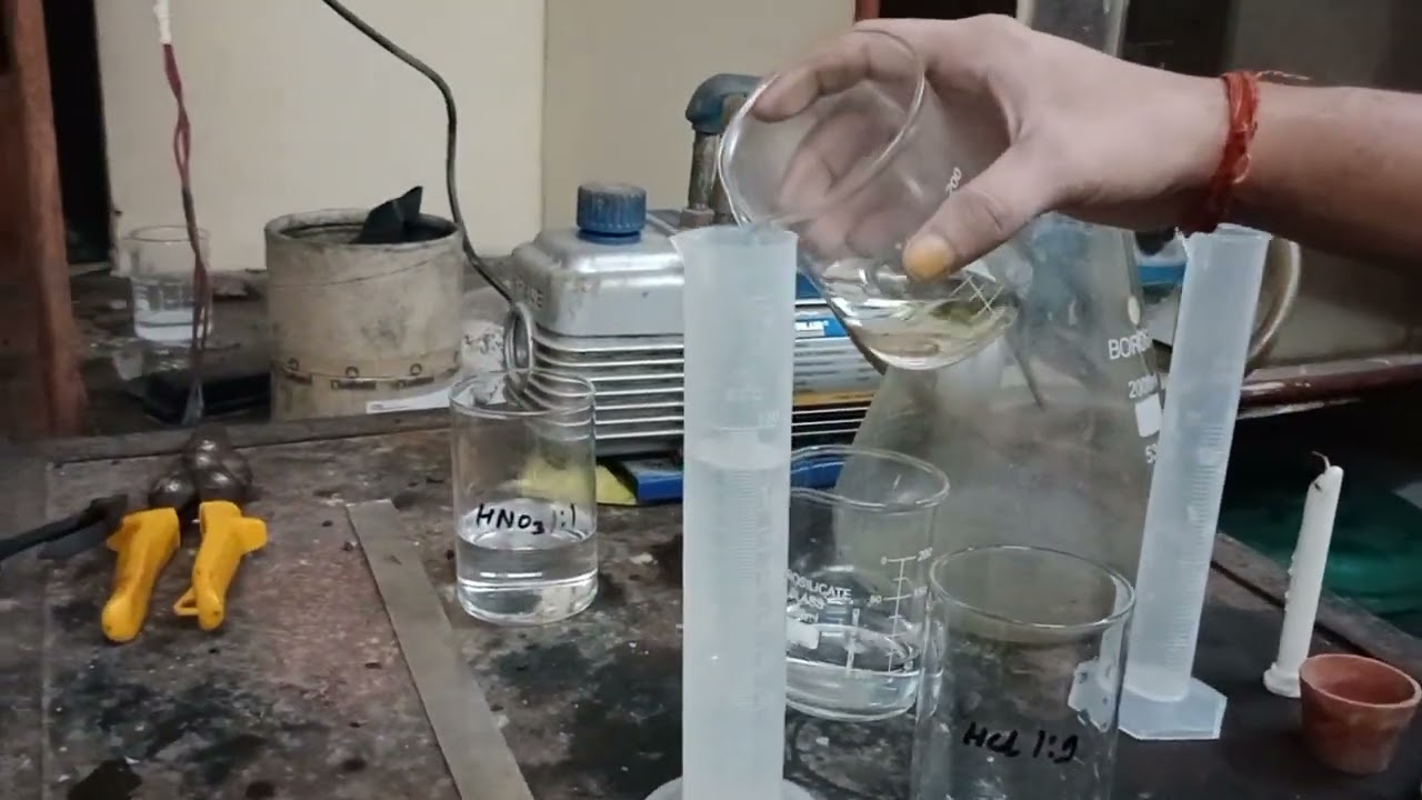 How to prepare 1:9 Hydrochloric Acid Solution used in Silver testing by Gravimetric Method