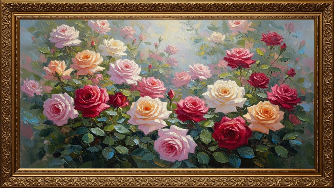Vintage Floral Oil Painting | Relaxing Decorative Art Screen