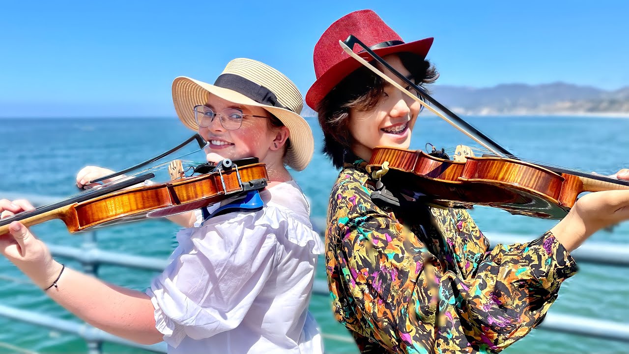VIOLIN DUO play TOXIC on SANTA MONICA Pier - Holly May & Lunoi Mitani (Britney Spears Cover) ☀️🎻🌴