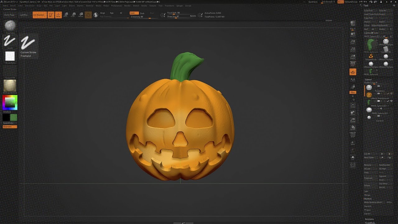 How to make Halloween Pumpkin in Zbrush - beginners tutorial