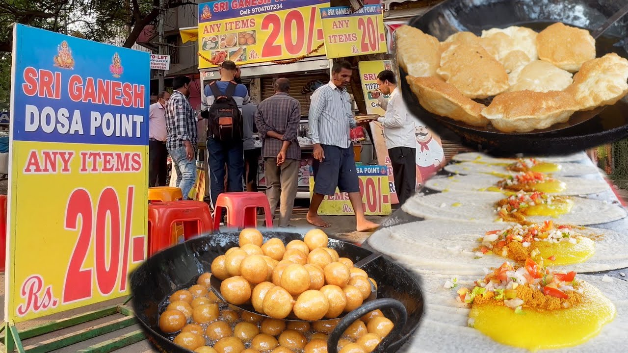 Cheapest Breakfast in Hyderabad | Any Item Rs 20 Only | Sri Ganesh Tiffins | Masala Dosa | Poori