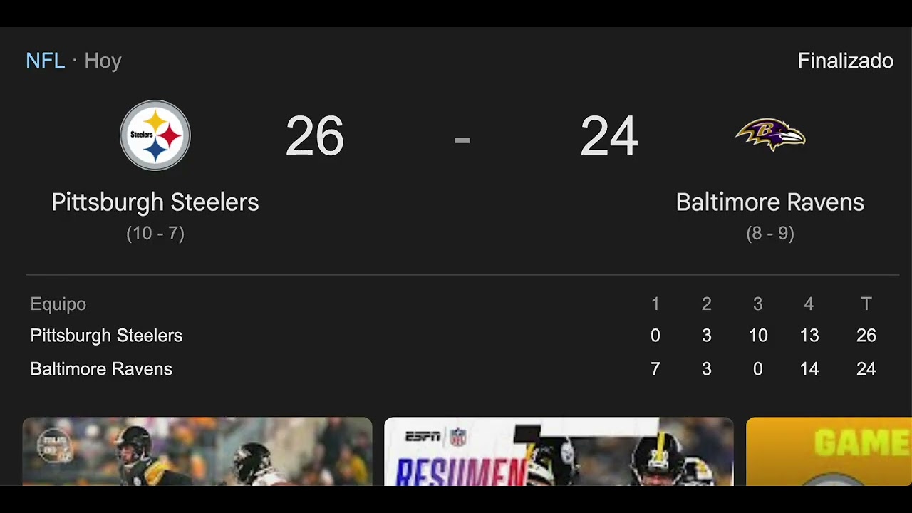 Steelers 26 - 24 Ravens