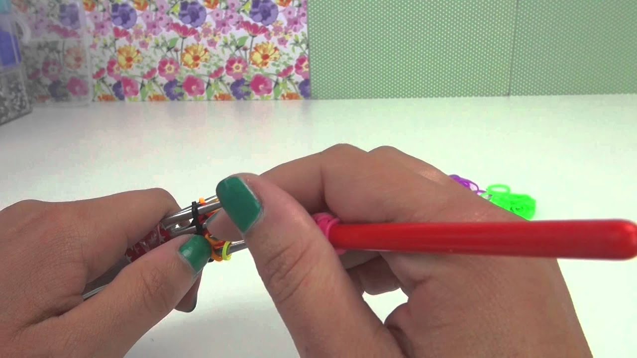 Loom Bandz Vierfach Single Armband Anleitung Tutorial How to make quadra-single bracelet