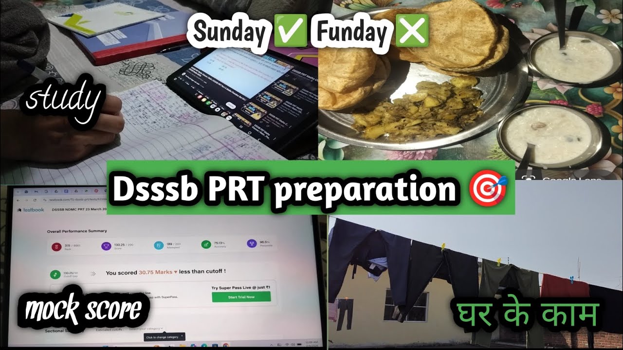 Sunday Study vs Funday | DSSSB PRT Preparation | Mock Score & Housewife Routine 🎯