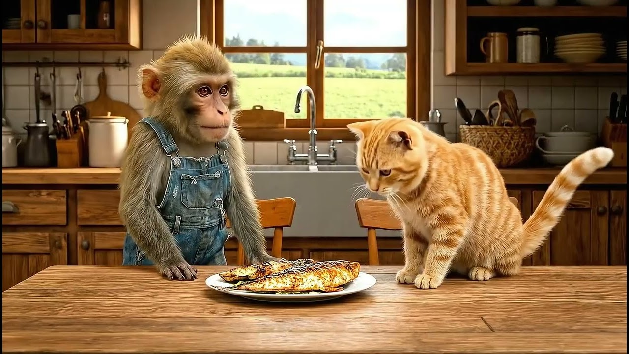 🚜🌽Monkey Nike Nike Runs a Farm, Saves an Orange Kitten & Builds a Happy Life 🐵🐱
