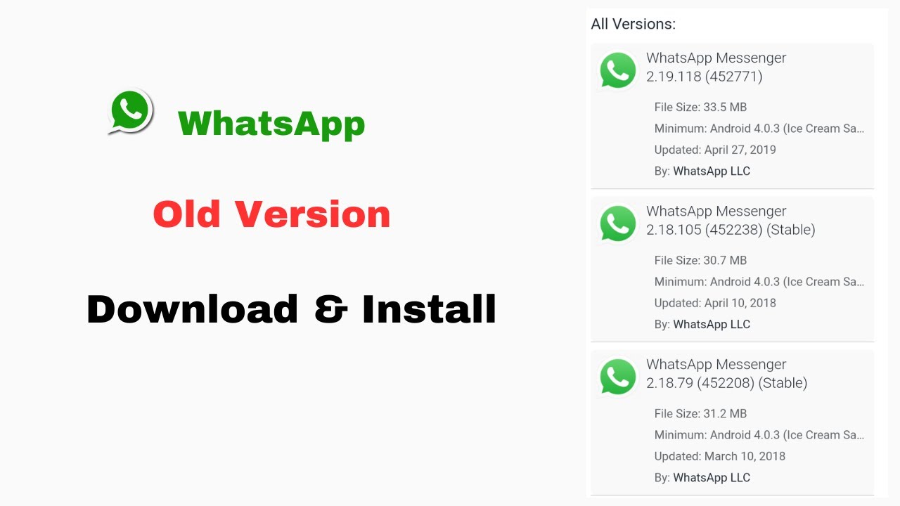 Download WhatsApp Old Version Android| Install Old WhatsApp Version| Older WhatsApp