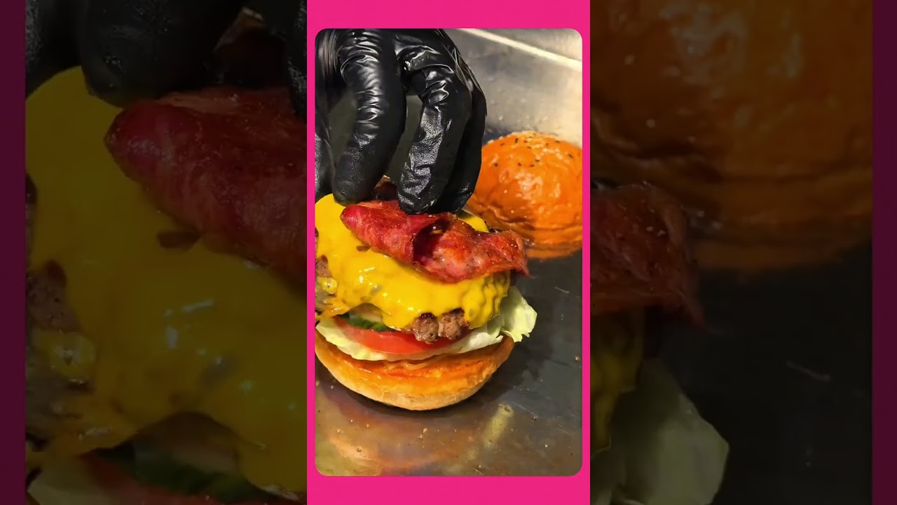 Toasted plain buns, split and filled with veggies and meat&mdash;creating a healthy, satisfying burger. 🍔✨
