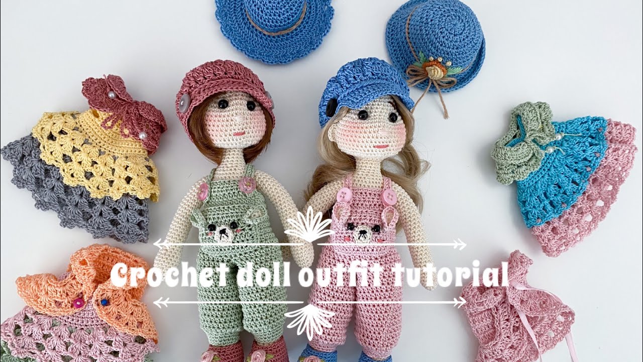 Doll overalls outfit crochet tutorial 🧶