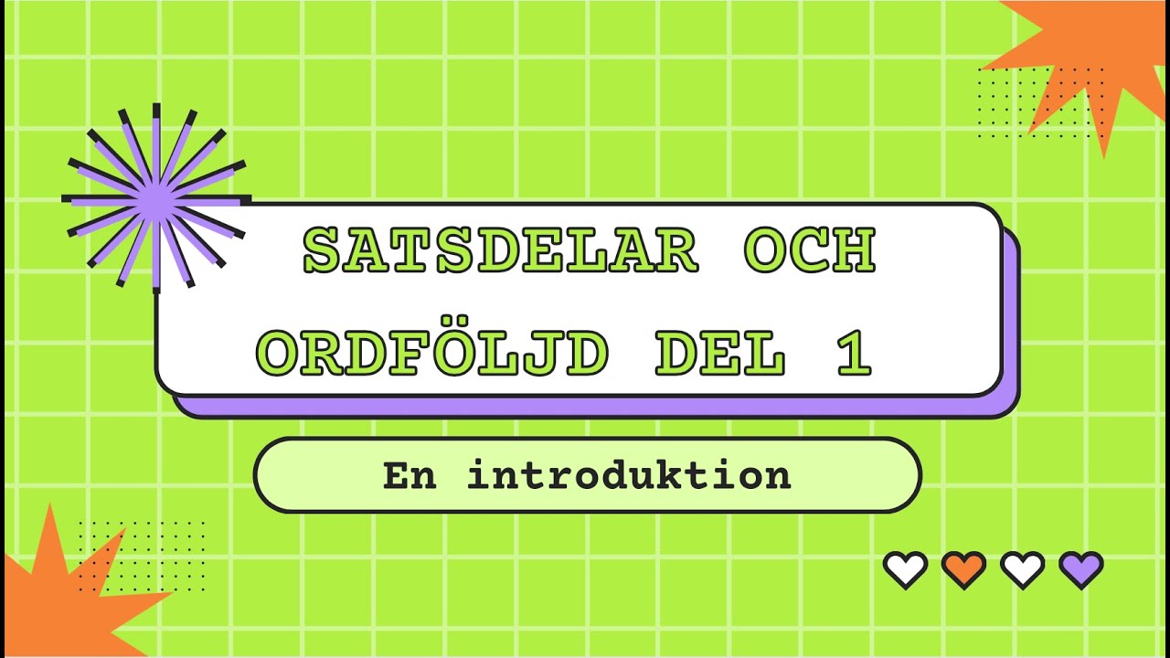 Satsdelar och ordföljd del 1 Svenska för nybörjare