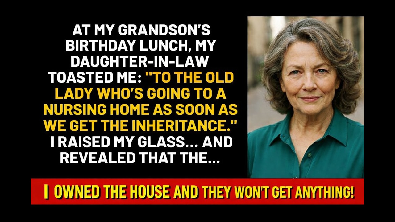 At my grandson's birthday, my daughter-in-law toasted: 'To the old lady who's about to...