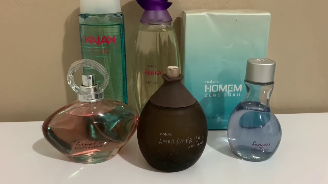 Natura Amor América Palo Santo, Natura Homem Zero Grau, Avon Eternal Magic Enchanted, Kaiak Fluir