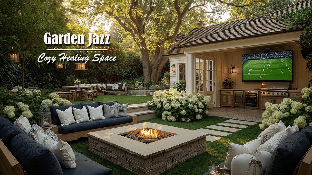 Garden Morning Jazz for Peaceful Day | Courtyard Relax Ambience | Gentle Jazz to Unwind Your Weekend