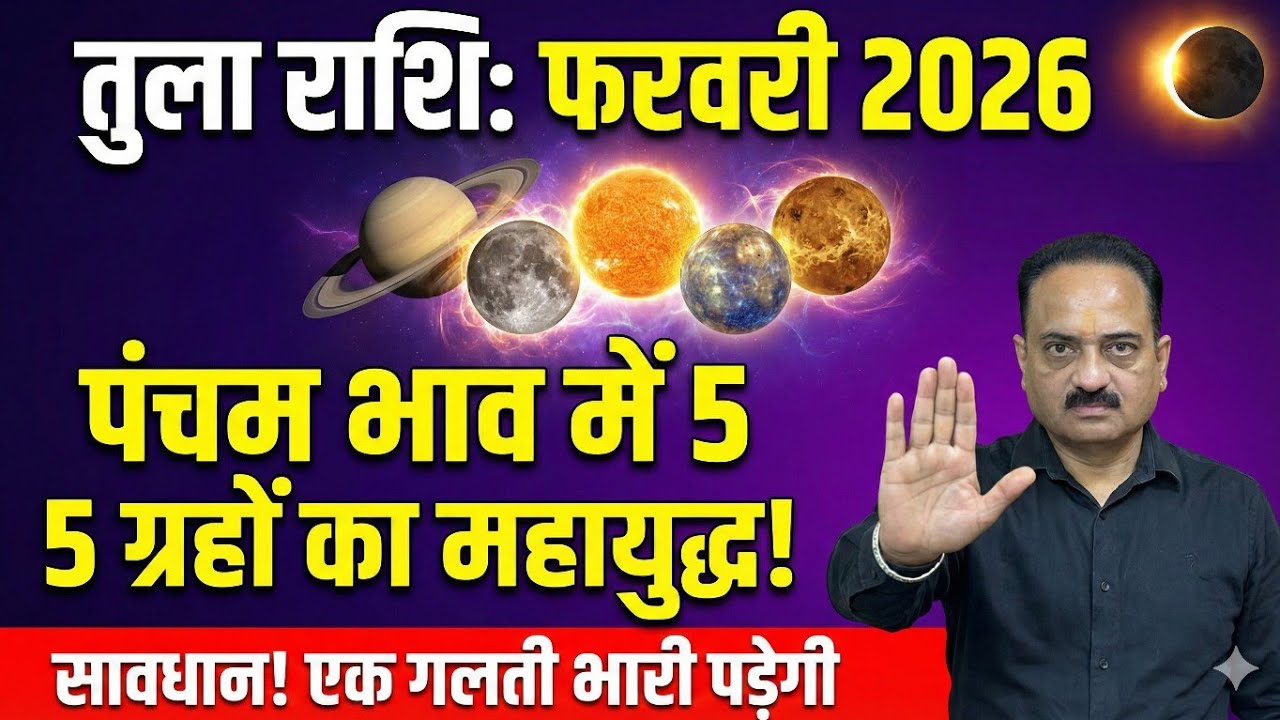 तुला राशि: 17 फरवरी से पहले सावधान! पंचम भाव में 5 ग्रहों का महायुद्ध | February 2026 #librafeb