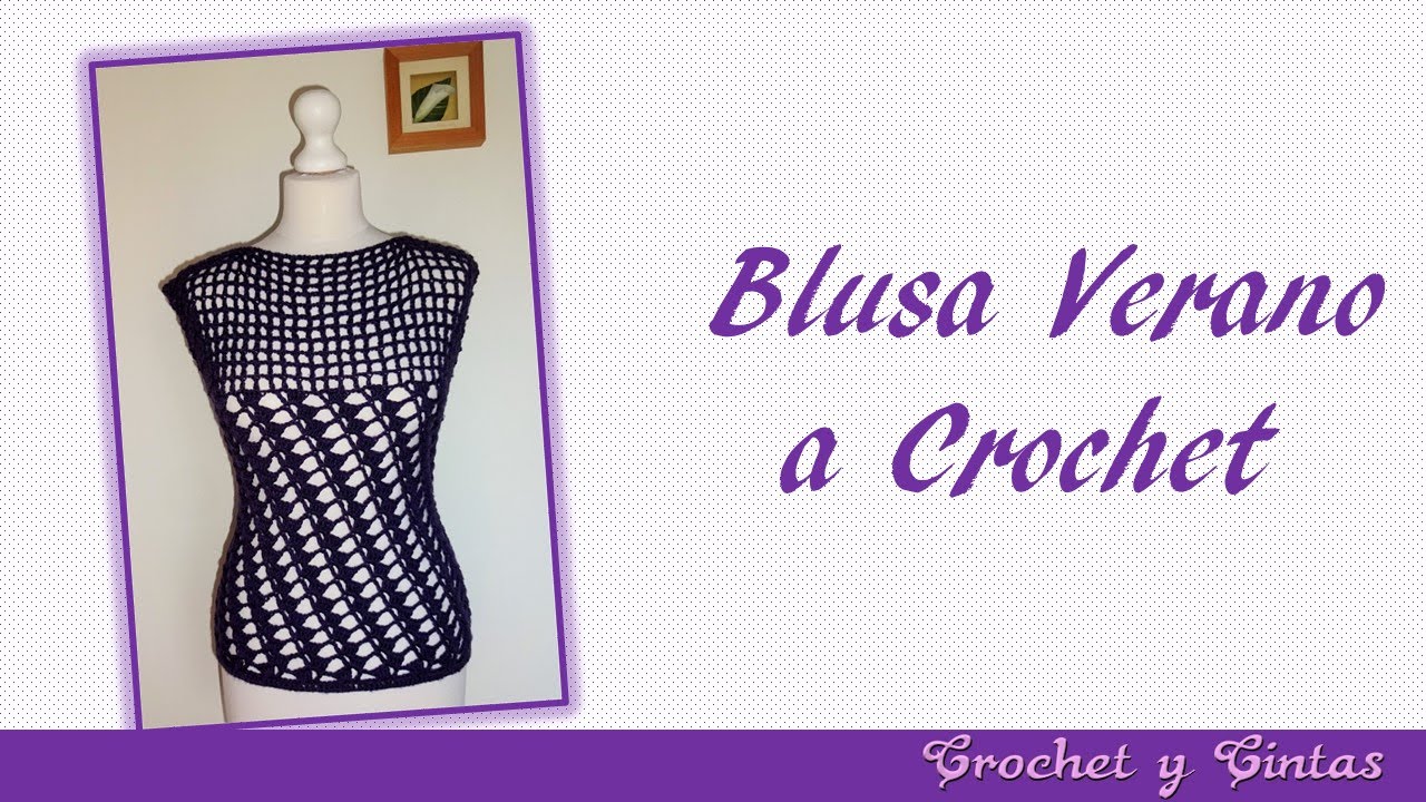 Blusa verano con puntos combinados a crochet para mujer – Parte 2
