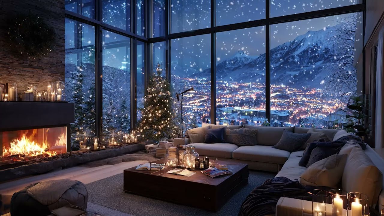 Peaceful Cabin Snowstorm Piano | Firelight Glow for Deep Calm