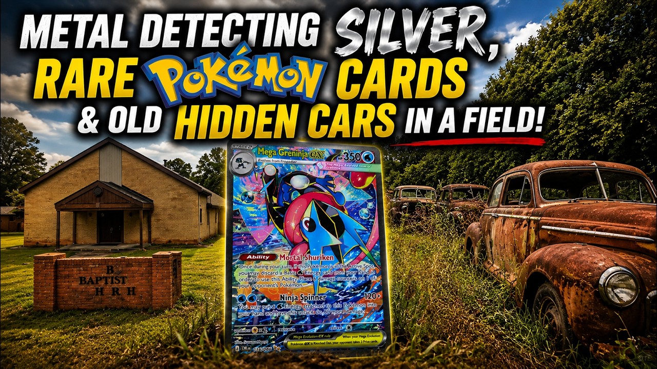 Поиск серебра с металлоискателем, редкие карты Pok&eacute;mon и старые заброшенные автомобили в поле!